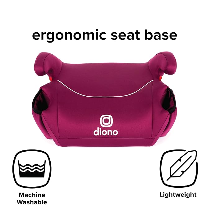 Diono Solana, No Latch, Pack of 2 Backless Booster Car Seats, Lightweight, Machine Washable Covers, Cup Holders, Pink