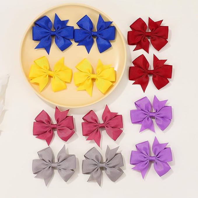 Choicbaby Hair Bows for Girls, 40pcs 3" Grosgrain Ribbon Pinwheel Hair Bows for Toddler Baby Girls Hair Accessories