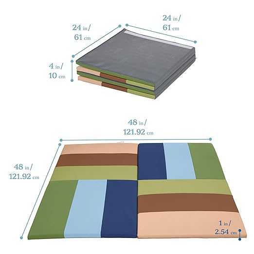 ECR4Kids SoftZone Turning Tiles Activity Mat, Folding Playmat, Earthtone