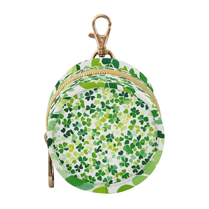Pacifier Holder with Clip Pacifier Case for Diaper Bag Round Baby Pacifier Pouch Box Bag Portable Bright Green Clover St. Patrick