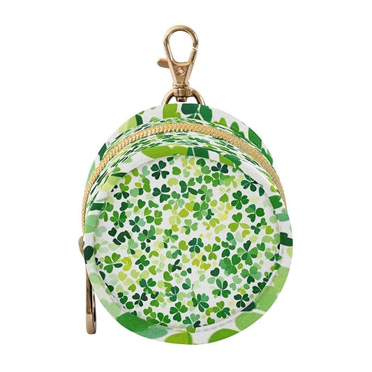 Pacifier Holder with Clip Pacifier Case for Diaper Bag Round Baby Pacifier Pouch Box Bag Portable Bright Green Clover St. Patrick