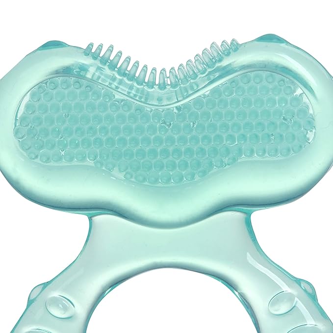 Nuby Silicone Teethe-EEZ Teether with Bristles, Includes Hygienic Case, Aqua
