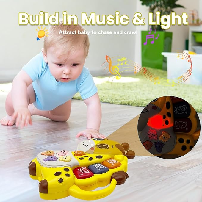 Baby Piano Keyboard Toys 12-18 Month Early Learning Light Up Music Toys Infant Gifts for 1 Year Old Boys Girls (Giraffe - A)