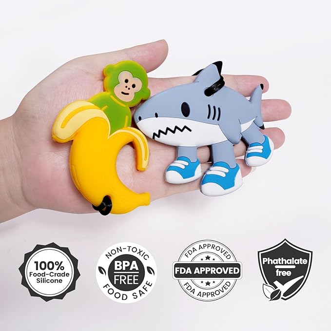 2 Pcs Silicone Sensory Chew Necklace Toy for Boys and Girls,Chewy Necklace for Kids with Autism, ADHD,Oral Motor,Biting Needs,Reduce Anxiety Fidgeting (Italian Brainrot)