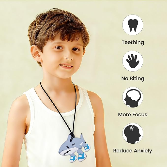 2 Pcs Silicone Sensory Chew Necklace Toy for Boys and Girls,Chewy Necklace for Kids with Autism, ADHD,Oral Motor,Biting Needs,Reduce Anxiety Fidgeting (Italian Brainrot)