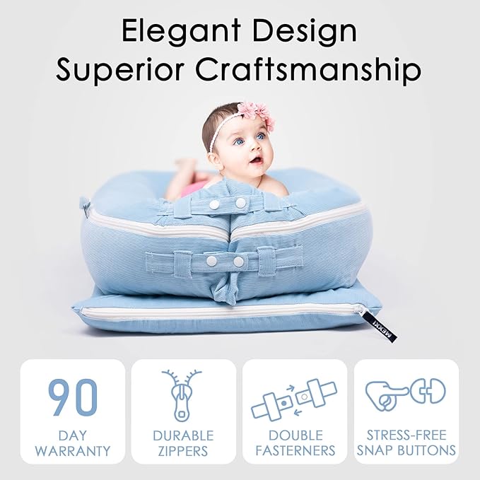 Corduroy Lounger Cover for Dockatot Deluxe+ Docks | MEXXI Breathable Cotton Baby Lounger Extra Cover | Hypoallergenic Baby Nest Replacement Cover (Cover Only) (Corduroy, Baby Blue)