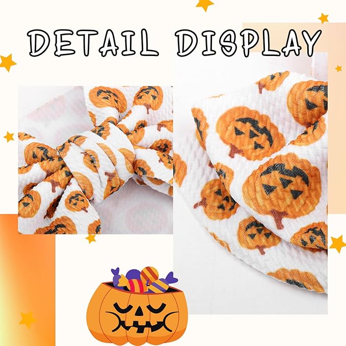 7’’ Pumpkin Bows for Baby Girls Halloween Girl Headbands Baby Bow Girl Outfits Pumpkins Hair Accessories for Newborn Infant Toddler Clothes