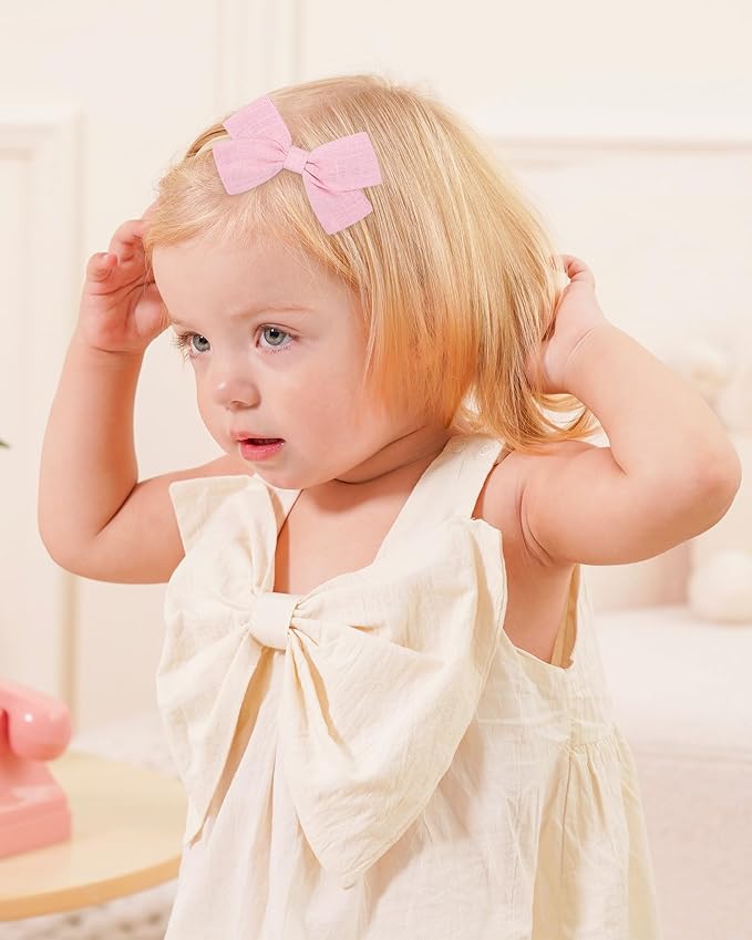 jollybows 20pcs Baby Girls Nylon Hair Bows Headbands Linen Bands Elastic Accessories for Baby Girls Infants preemie and Newborn Kids
