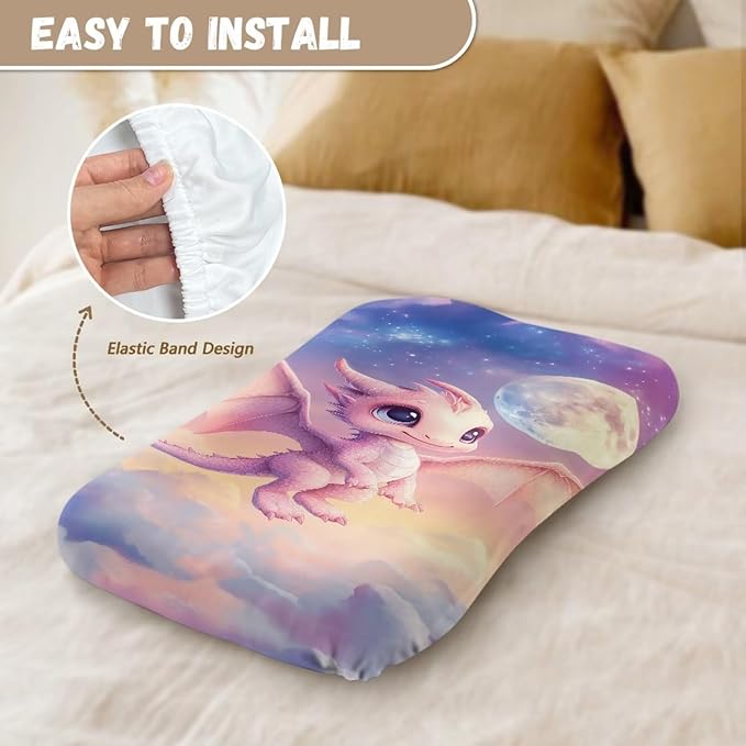 Dragon Moon Baby Lounger Cover for Boys Girls Newborn Lounger Pillow Covers Soft Breathable Infant Nest Slipcover 31.5'' x 21.3''