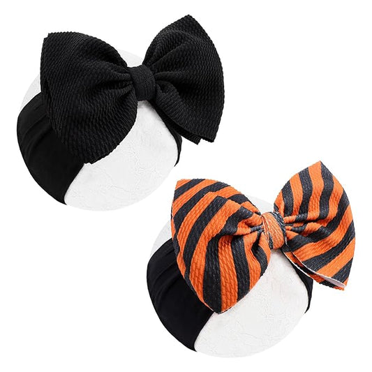 Halloween Baby Girl Bows Elastic Nylon Halloween Hairbands Headbands with Bows for Newborn Hair Accessories 2 PCS