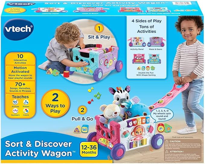 VTech Sort and Discover Activity Wagon for Toddlers, Pink