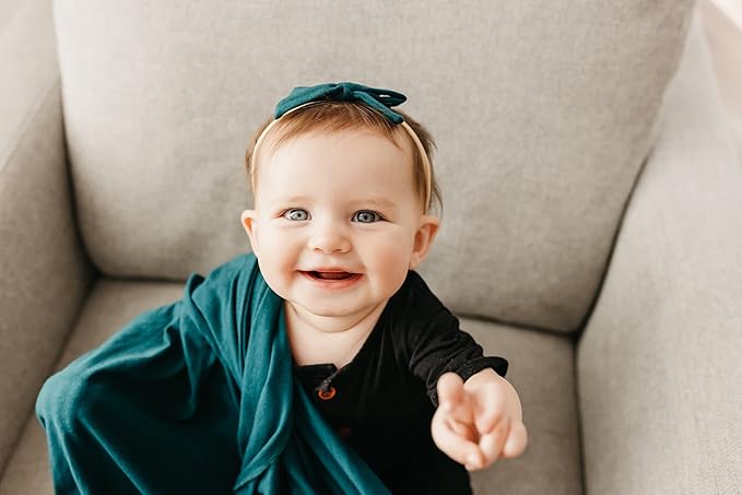 Copper Pearl Baby Bows: Stylish Headbands for Baby Girls, Premium Soft and Stretchy Baby Headbands, Perfect for Newborns, Trendy Designs - Jaspar