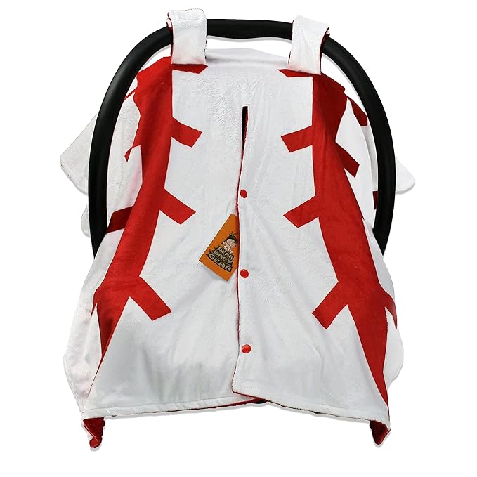 Dear Baby Gear Car Seat Cover for Boys & Girls - Baby Carseat Canopy w/Snap Opening - Infant Seat Cover - Stroller & Nursing Covers - Newborn Carrier Canopy - 40x30" (Baseball Print - Red Dot)