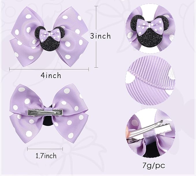 4 Inch Cute Mouse Ears Sequins Bows Hair Clips For Baby Girls, Toddler, Kids and Young Women Birthday Party Wedding Christmas Occasions Set of 2 (A- Pink)