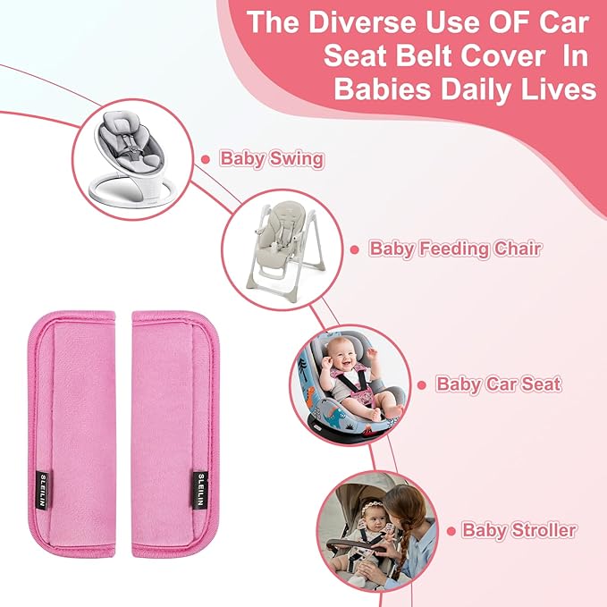 3 Pcs Car Seat Straps Shoulder Pads Suit for Kids : Ultra-Soft Child Car Seat Strap Covers, Kids Car Seat Strap Pads, Cute Plush Printed Seat Belt Covers, Hip Support, for Pushchair, Baby Stroller