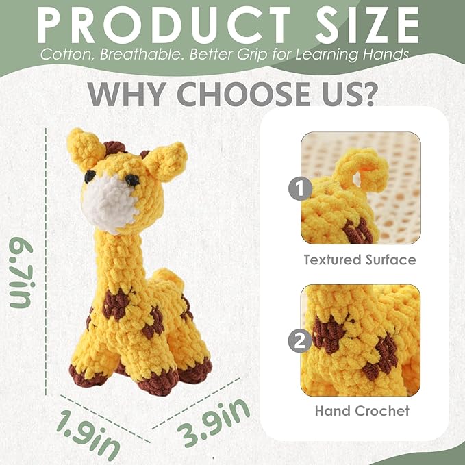 Crochet Sensory Rattle for Baby Early Development - Amigurumi Grip Toy - Soft Cotton Texture Shaker for Fine Motor Skills & Tactile Play - Newborn Essentials (Bunny & Giraffe)