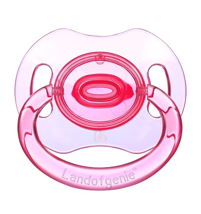 Landofgenie Large Shield Adult Size Pacifiers Bone Shape Transparent Design Pacifier Pink