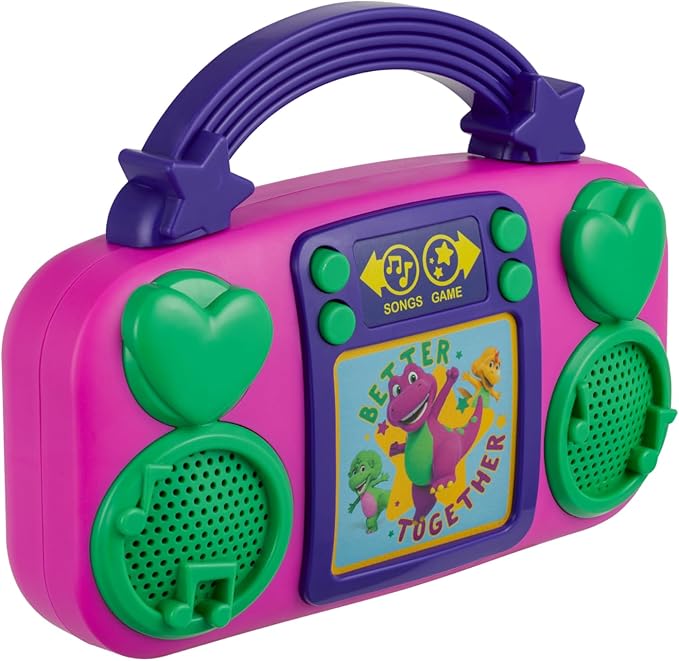 eKids Barney Toy Music Player, Toddler Toy with Built-in Music and Lights (Barney)