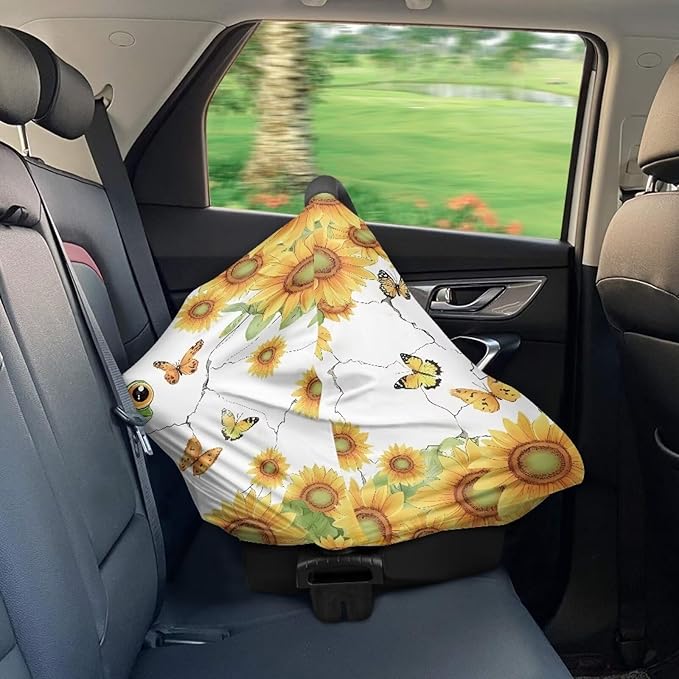 AFPANQZ Sunflower Frog Nursing Cover Breastfeeding Scarf Baby Car Seat Covers Infant Stroller Cover Carseat Canopy for Girls and Boys Lightweight Breathable for Outdoor Walking Traveling