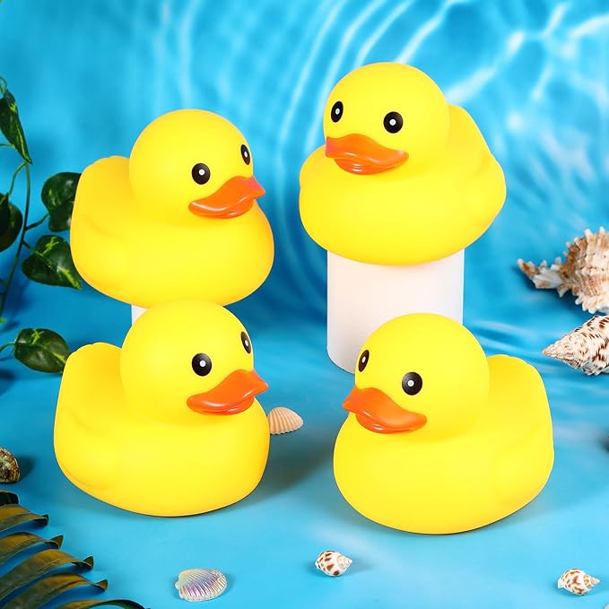 Deekin 40 Pcs Large Yellow Rubber Ducks Bulk Large Duck Squeak Rubber Bathtub Floating Bath for Birthday Party Decoration Gift Swimming Pool (5 Inch)