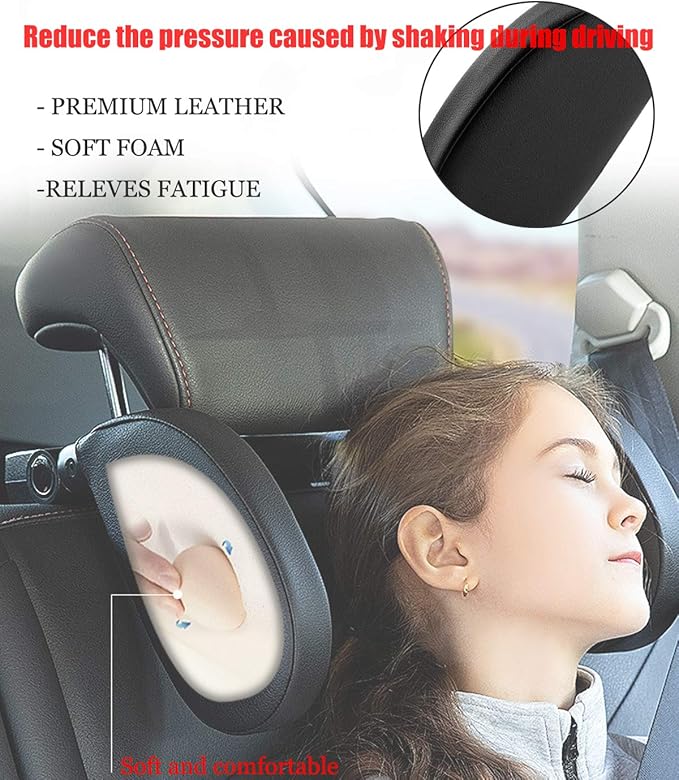 Car Seat Headrest Pillow, Adjustable Car Pillow Head Protection for Kids Sides Protect Neck Pillow Travel Pillow, Car Child Headrest Pillow Sleeping Travel Pillow (Gray)