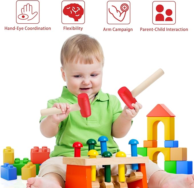 3pcs Toy Hammer Simulation Wooden Hammers Plastic Toddler Hammer SmallPortable Kids Maintenance Tools Toys Pretend Fake Mallet Hammers for Boys Girls