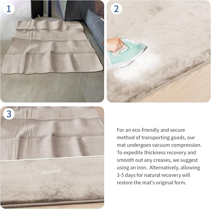 Memory Foam Baby Play Mat for Playpen, Thick & Large Crawling Mat for Floor, Soft Velvet Tummy Time Surface, Non-Slip Play Area for Kids, Toddlers, Infants in Nursery & Playroom (59"×79"×0.8",Beige)