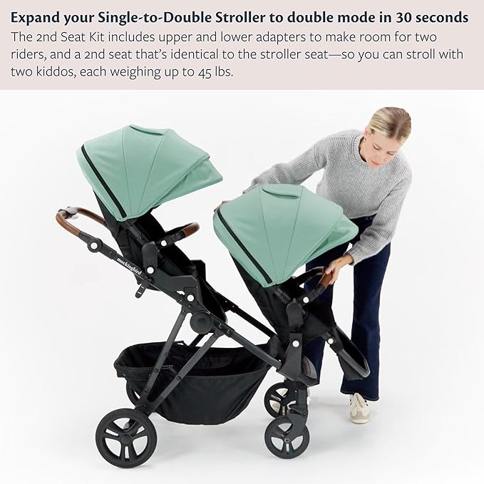 Mockingbird 2nd Seat Kit 3.0 - Compatible with Mockingbird Single-to-Double Strollers - Seat Expansion - Includes Expansion Adapters - Black Windowpane