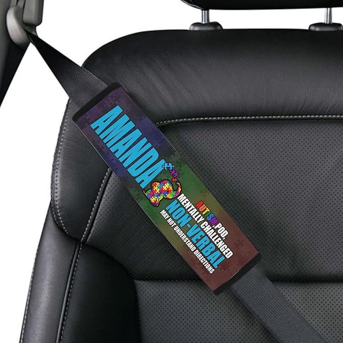 Autism POD Non Verbal Colorful Personalized Name Elephant Autism Awareness Seat Belt Cover for Kid Family Special Need Autistic Medical Alert Car Cushion Cover Support Autism Gift 41