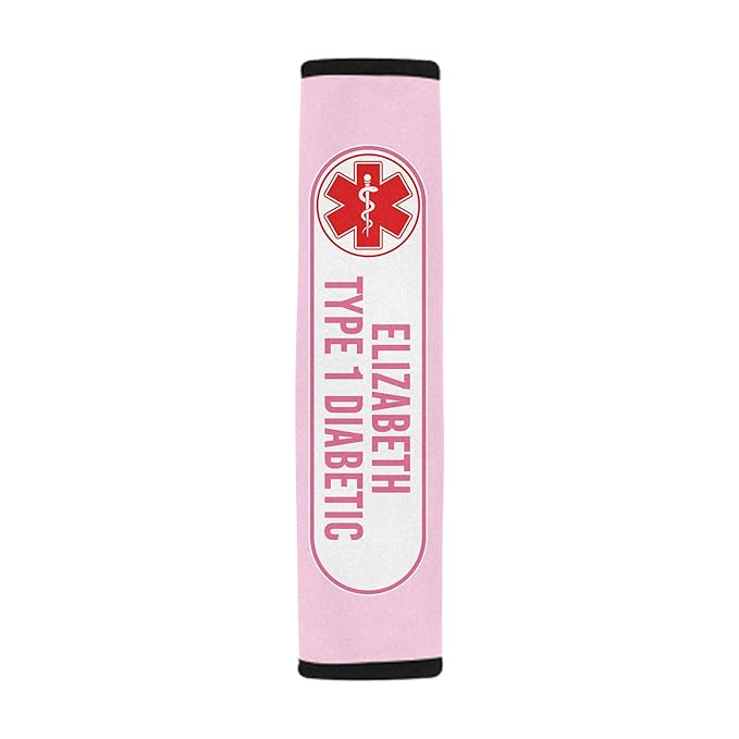 Type 1 Diabetic Custom Size Medical Alert Car Seat Belt Cover for Adults Girls and Boys Safety Seatbelt Belt Strap Shoulder Pad for a More Comfortable Driving 79