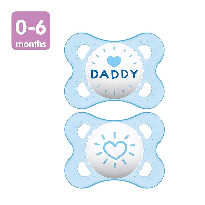 MAM Original Baby Pacifier, Nipple Shape Helps Promote Healthy Oral Development, Sterilizer Case, 2 Pack, 0-6 Months, Love & Affection/Boy