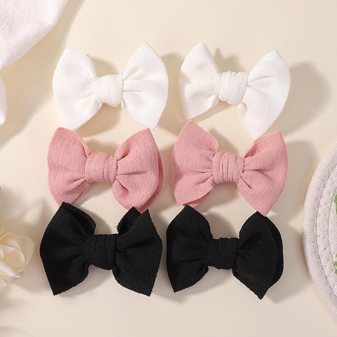 Choicbaby 6 PCS Baby Hair Clips 3” Fabric Girl Hair Bows Baby Barrettes Accessories with Alligator Clips for Toddlers Kids Infant