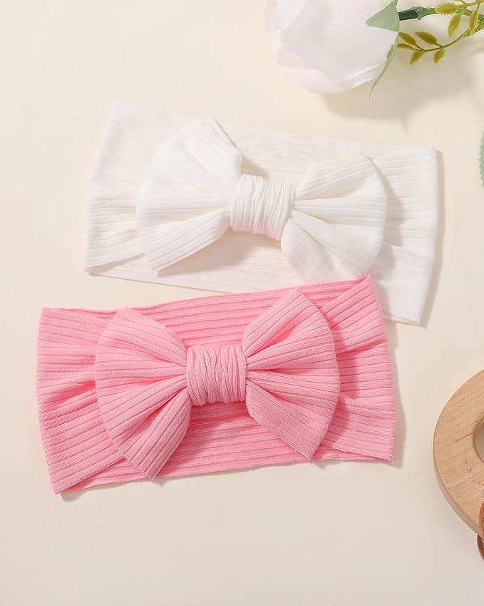 jollybows Baby Headbands, 6pcs Baby Girl Bows Headbands Soft Stretchy Hair Bow Hairbands Hair Accessories for Newborn Infant Toddler Girls Kids