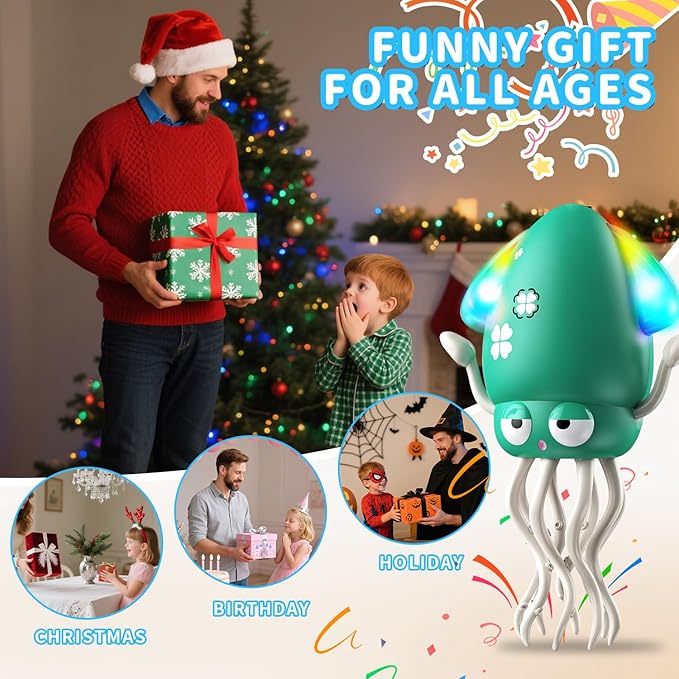Dancing Octopus Baby Toy, 2Pcs Tummy Time Toys, Rechargeable Crawling Squid with Light/Music/Silent Mode for 3-6 6-12 12-18 36 Months Learning Walking Toddler 1st Birthday Gifts Easter Basket Stuffers