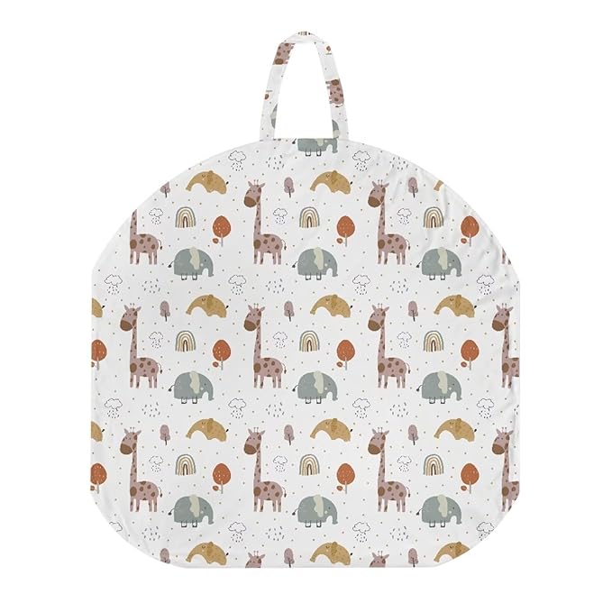 Cartoon Elephant and Giraffes Newborn Lounger Cover Removable Soft Comfortable Slipcover for Infant Lounger Pillow Cover Breathable and Washable