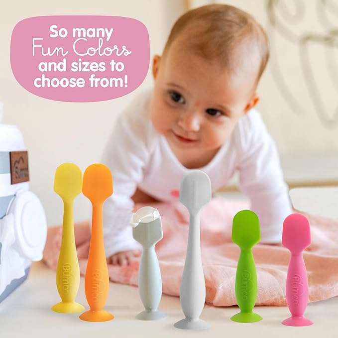 Bumco Baby Bum Brush + Mini Diaper Cream Spatula with Case - BPA-Free Butt Spatula Baby, Soft Diaper Spatula, Baby Diaper Cream Applicator, Mom-Invented Diaper Bag Essentials, Butt Spatula