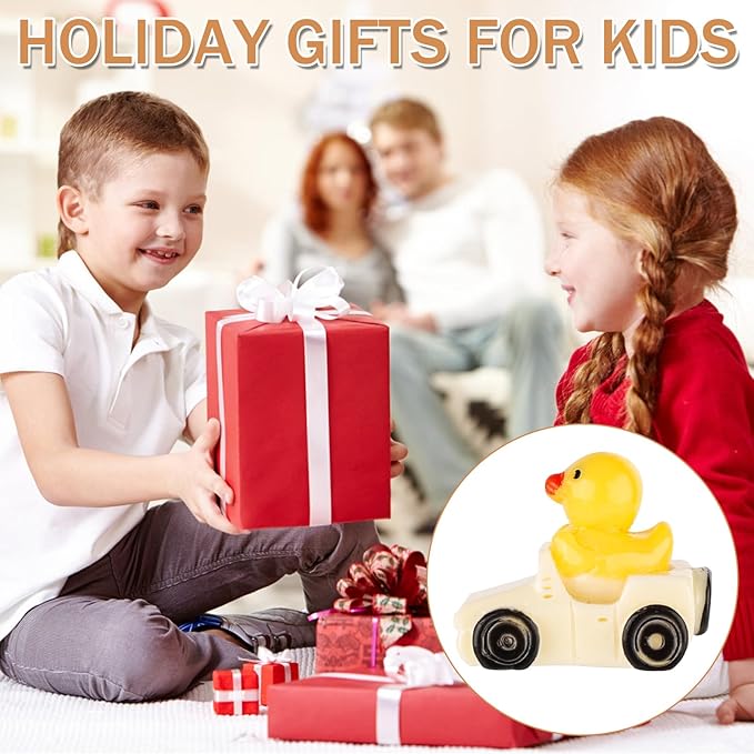 Tinoaly 30pcs Miniature Duck Figures, White & Yellow Resin Ducks in a Car Cute Small Ducks Funny Floater Ducks Mini Car Ducks Decoration for Home Office Garden
