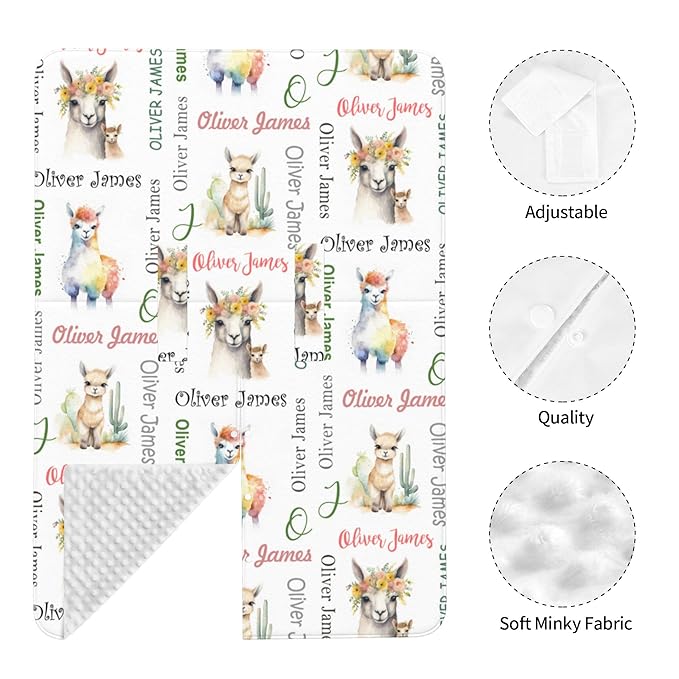 Personalized Winter Baby Car Seat Cover with Name Llama Winter Car Seat Cover for Baby Seat or Stroller Custom Infant Car Seat Covers Alpaca Minky Blankets Nursing Cover Breastfeeding Scarf
