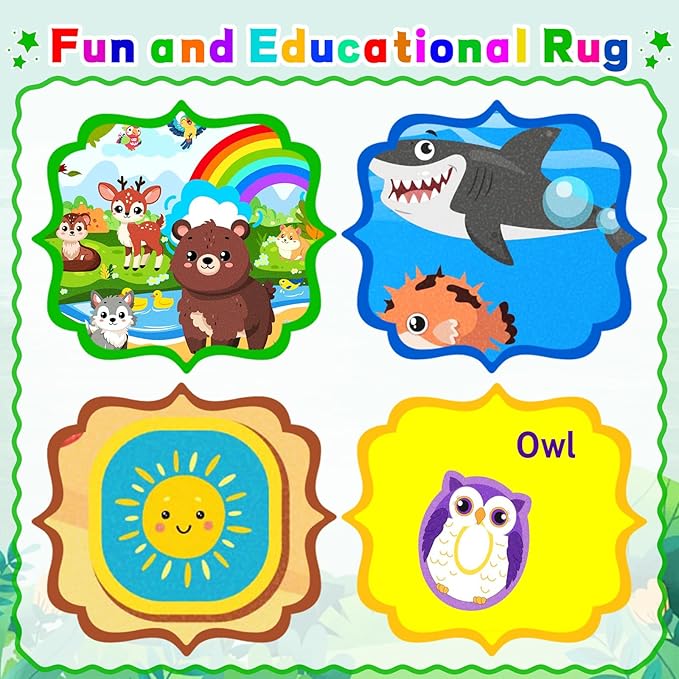 Baby Play Mat for Floor, ABC Kids Rugs for Playroom, Forest Animals Kids Play Mat for Bedroom Classroom, Educational Rug for Baby Toddler Kid (Green, 78.7X59 INCH)