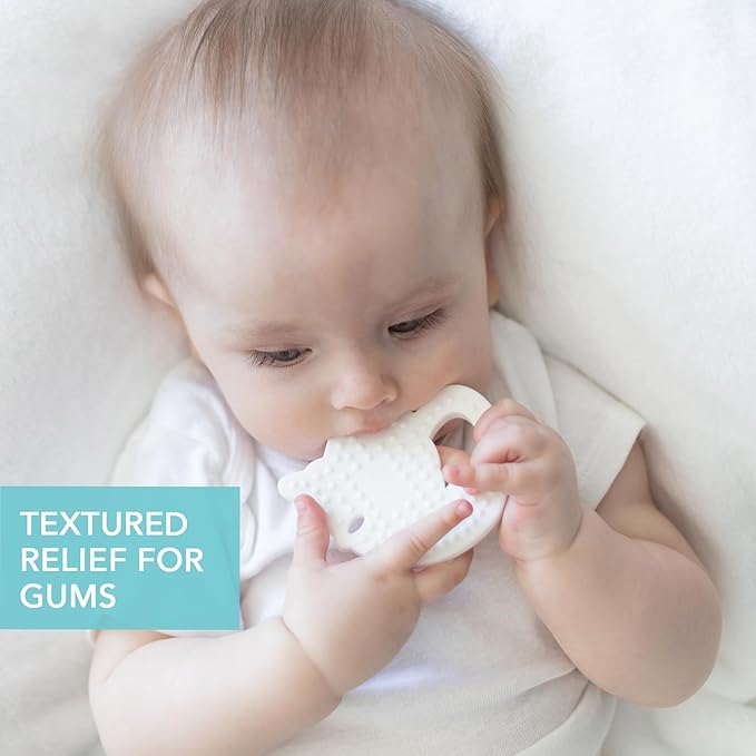 Bumkins Baby Teething Freezer Toy Keys Rings, Soft Flexible Silicone Pacifier, Safe to Chew, Cool Teether Gum Relief, Essentials for Babies 3 Months, Freezable, Sensory Textured, Unicorn