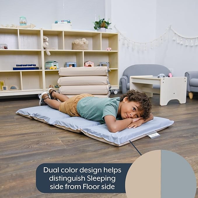 Children's Factory Nap Mats, 2 inch Thick Toddler Sleeping Mats for Preschools and Daycares, Comfortable and Soft 4 Section Folding Nap Pad