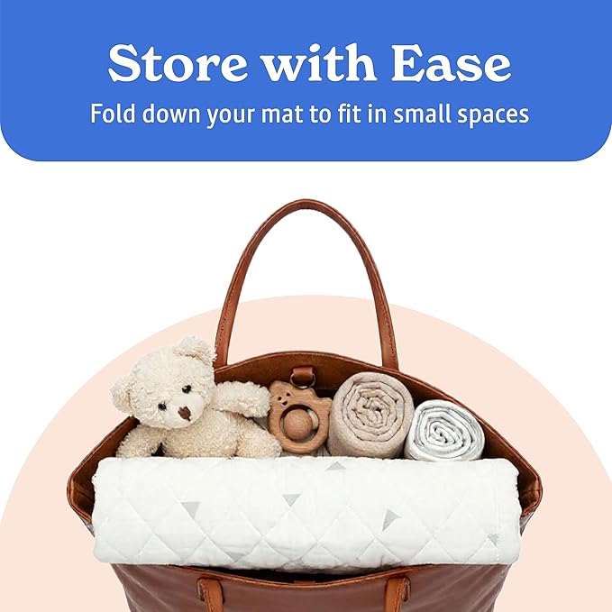 Round Baby Play Mat for Floor, 43" Reversible Tummy Time & Crawling Mat, Soft Cushioned Cotton Baby Playmat, Foldable & Machine Washable Activity Mat for Newborn to Toddler, Neutral Nursery & Playroom