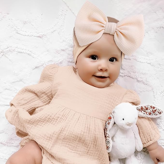 5Pcs Soft Stretchy Baby Girl Headbands 6’’ Nylon Hair Bows for Girls Toddler Hair Accessories Newborn Infant Headband Bows