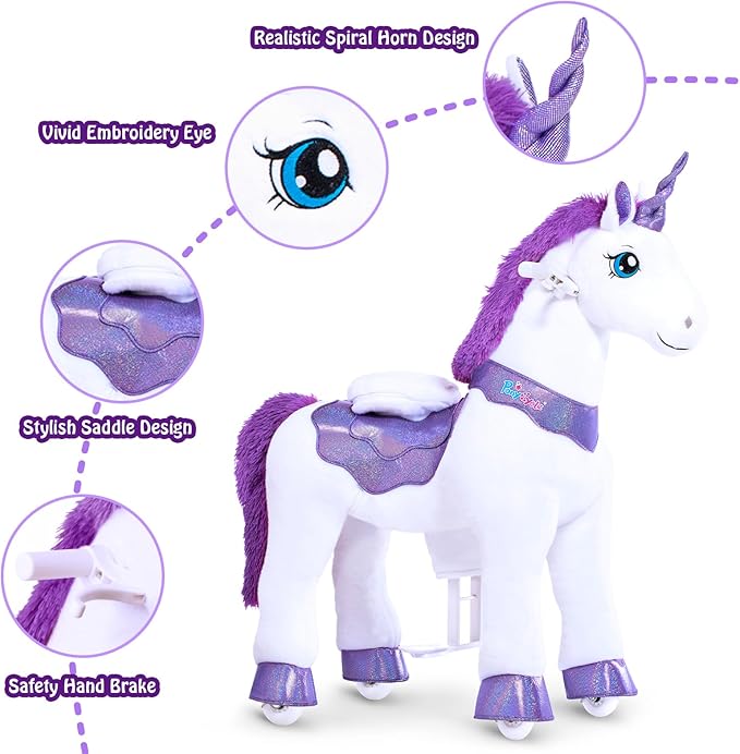 PonyCycle Ride on Unicorn Toys Rocking Horse,Essential Model E Riding Unicorn Mechanical Moving Walking Horse, Giddyup for Children 3 to 4 Years Old Spirit Horse Toys Girls Riding Toys Purple E313