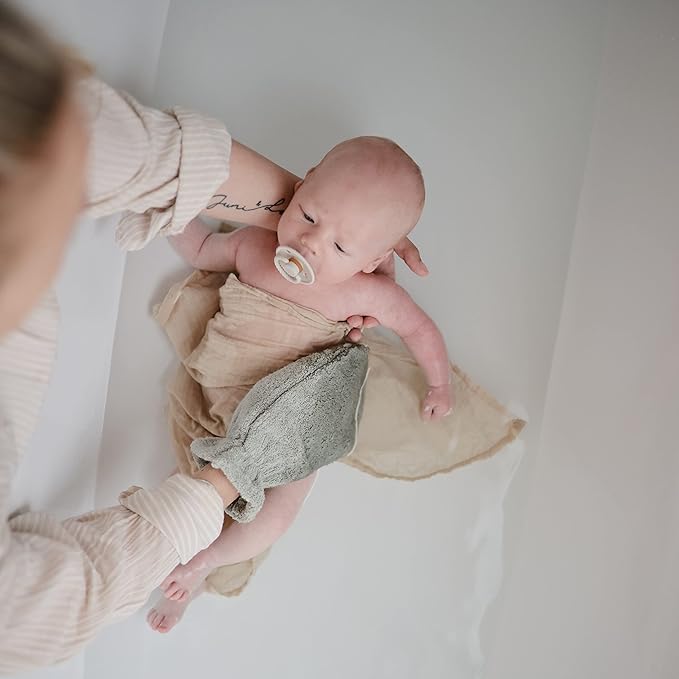 mushie Baby Bath Mitt | Organic Cotton | Pack of 2 (Gray)