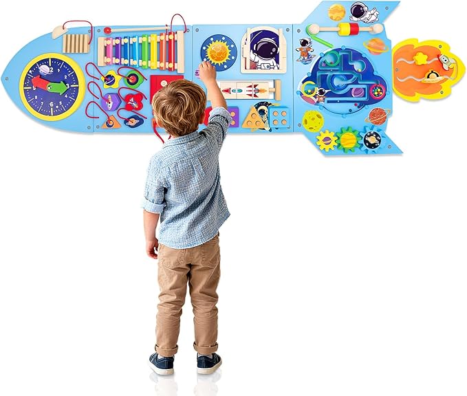 Kleikyerel Montessori Busy Board, Sensory Wall Panel for Kids, Activity Wall Busy Board with DIY Stickers, Learning & Educational Toys for 3+ Years Old Boys & Girls