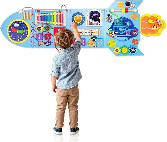 Kleikyerel Montessori Busy Board, Sensory Wall Panel for Kids, Activity Wall Busy Board with DIY Stickers, Learning & Educational Toys for 3+ Years Old Boys & Girls