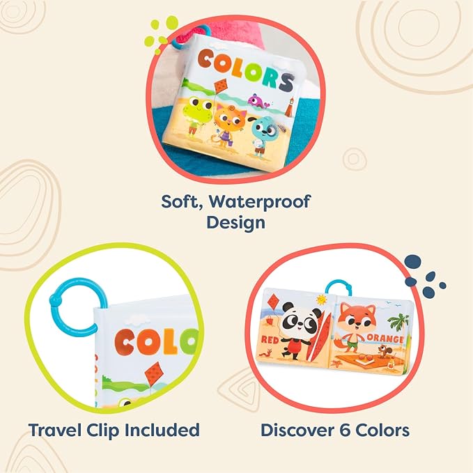 B. toys – Baby Bath Book – Educational Book for Babies – Book About Colors – Waterproof Bathtub Toys – 6+ Months – Tub Time Books – Colors