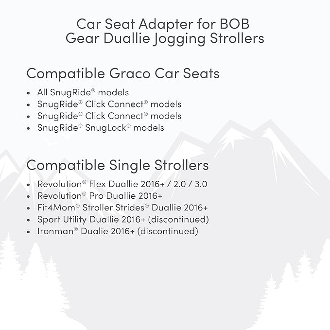 BOB Gear Duallie Jogging Stroller Infant Car Seats Adapter for Select Graco Branded Car Seats, 31.5x15.5x4.6 Inch (Pack of 1)