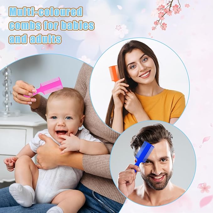 6Pcs Baby Comb Double Sided Dandruff Comb Fine Teeth Pet Comb Plastic Flea Lice Comb with Handle for Newborn Baby Adult and Pet to Keep Skin Healthy and Hair Soft (Multi-Colors)